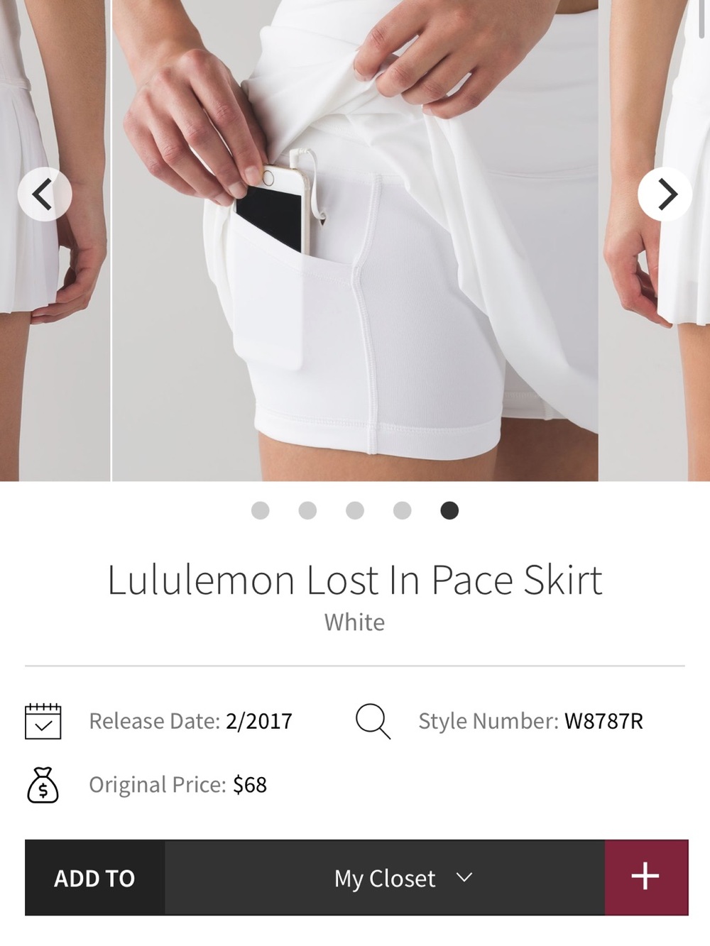 lululemon athletica White Performance Tennis Skirt with Built-In Shorts - Picture 2 of 2